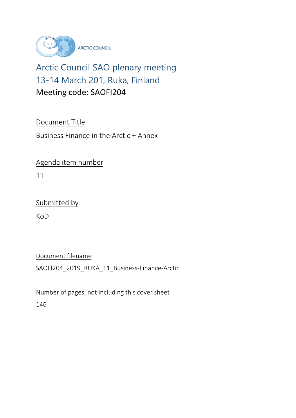 Business Finance in the Arctic + Annex