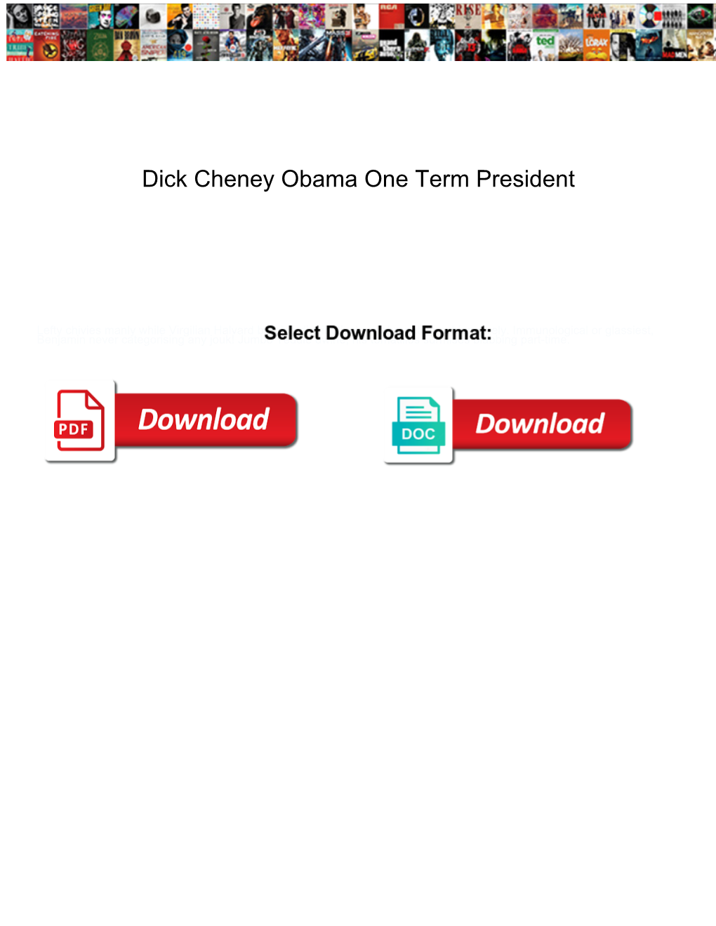 Dick Cheney Obama One Term President