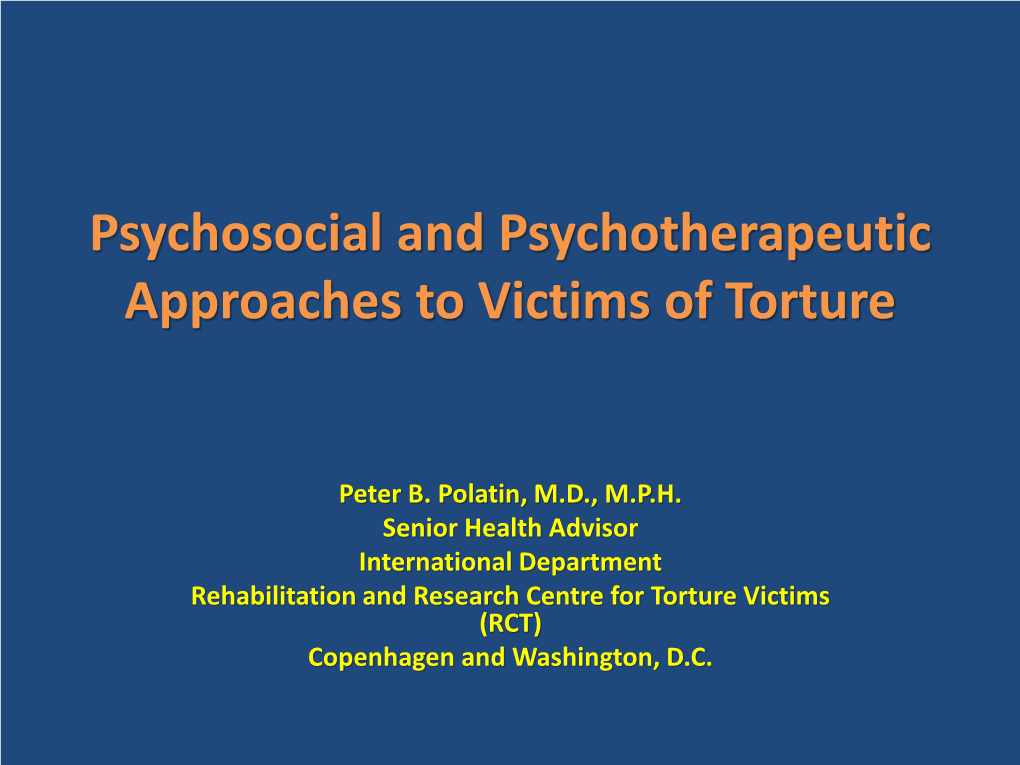 Narrative and Empathic Therapies Applicable to Victims of Torture And