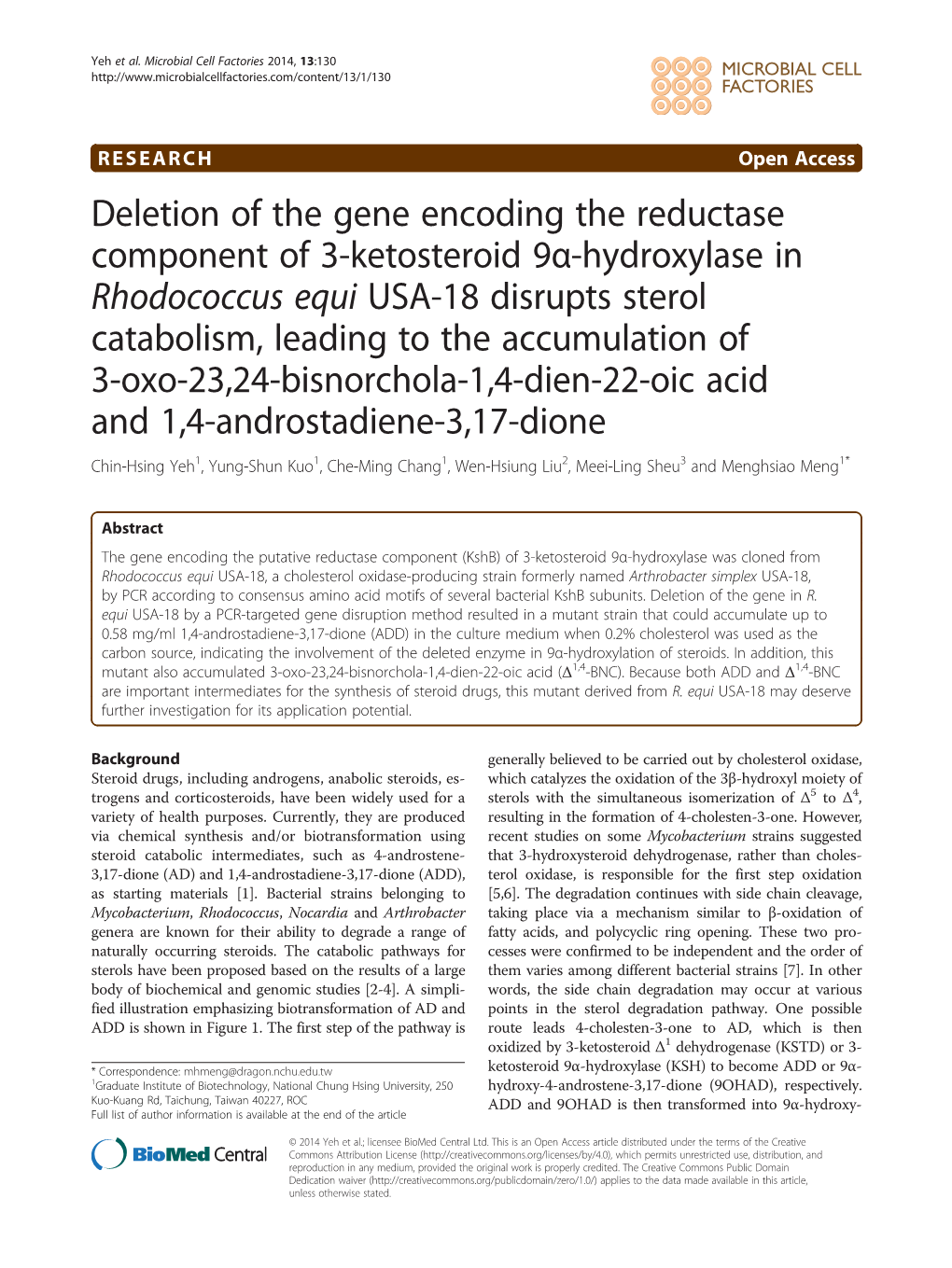 Deletion of the Gene Encoding the Reductase Component of 3