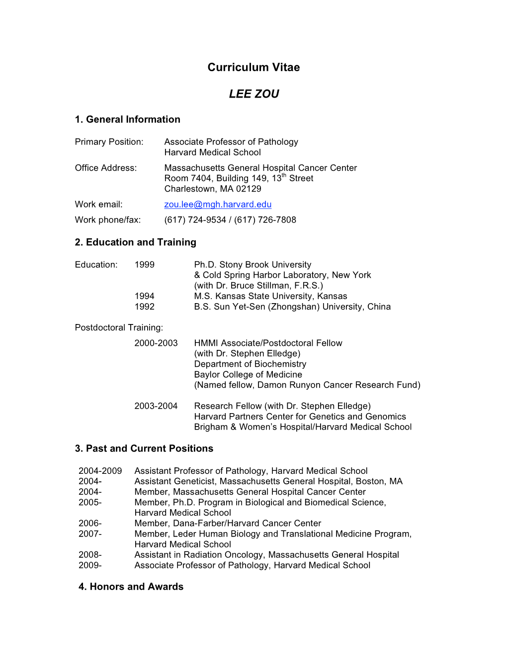 Curriculum Vitae LEE