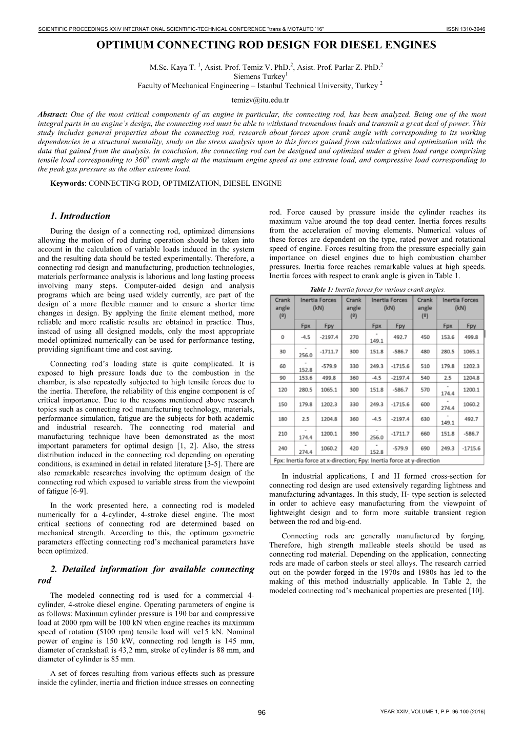 Optimum Connecting Rod Design for Diesel Engines