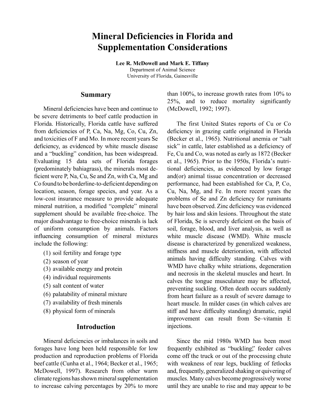 Mineral Deficiencies in Florida and Supplementation Considerations