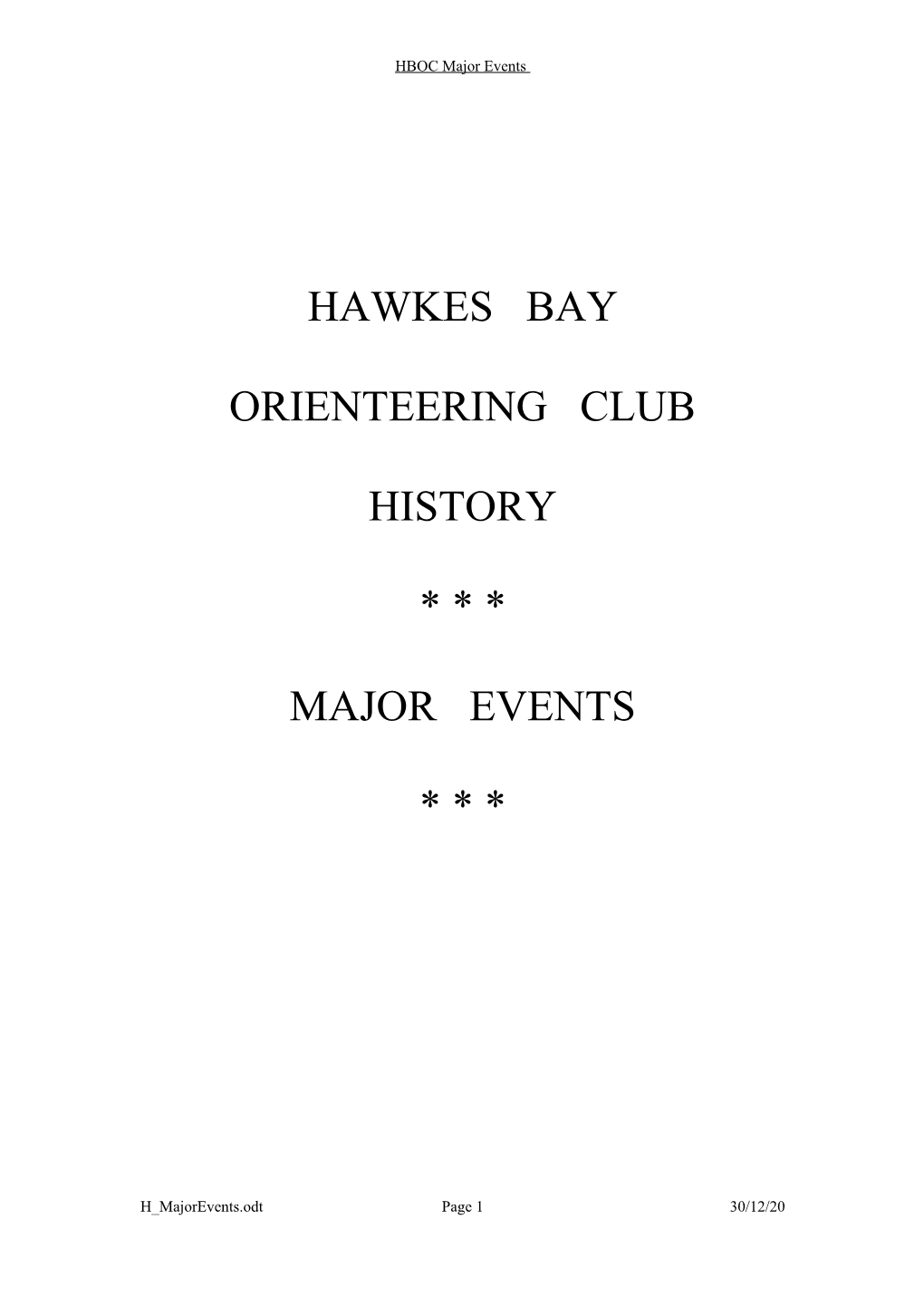Major Events Organised by the Hawkes Bay Orienteering Club…