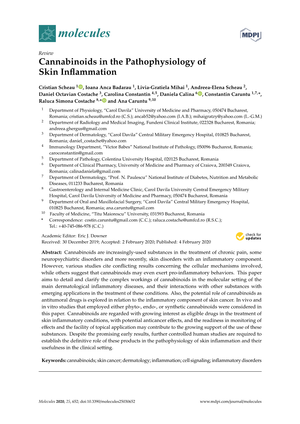 Cannabinoids in the Pathophysiology of Skin Inflammation