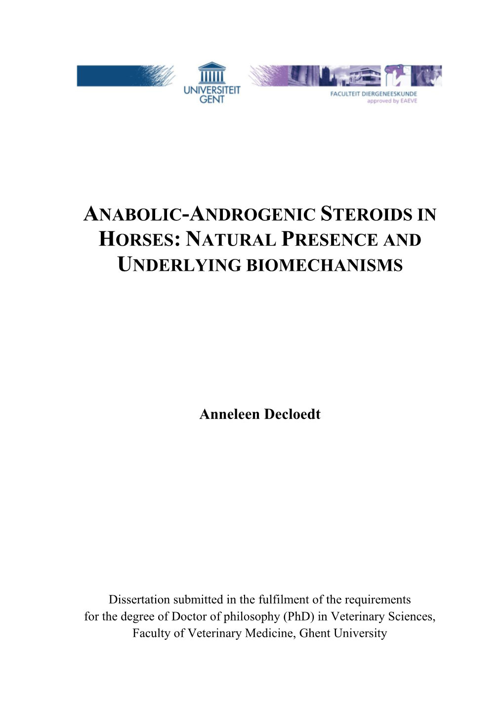 Anabolic-Androgenic Steroids in Horses: Natural Presence and Underlying Biomechanisms