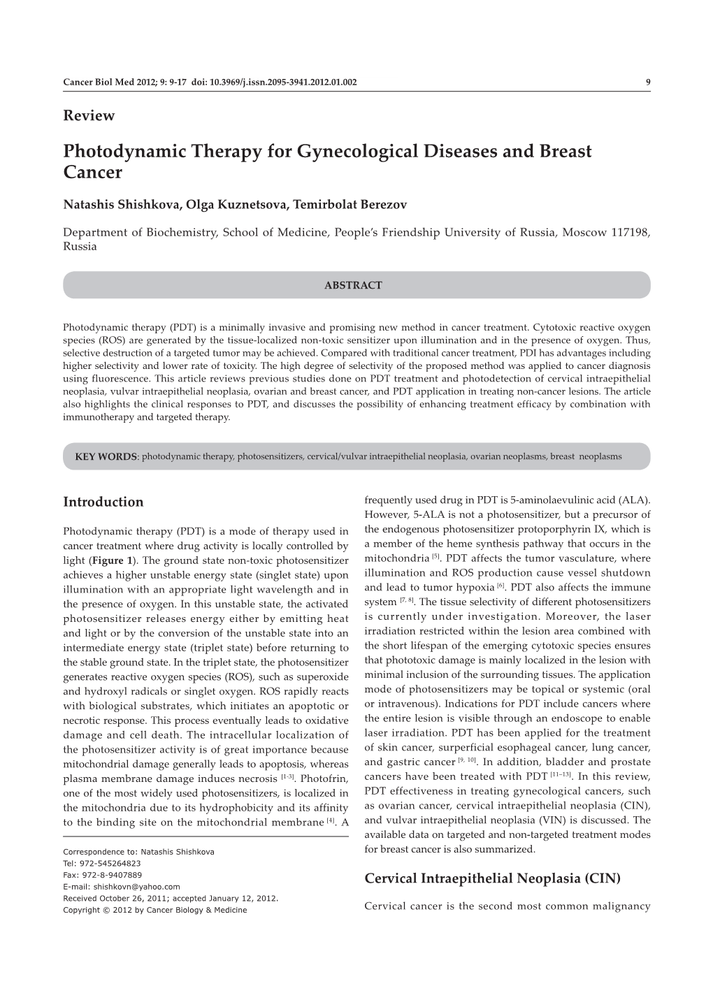 Photodynamic Therapy for Gynecological Diseases and Breast Cancer