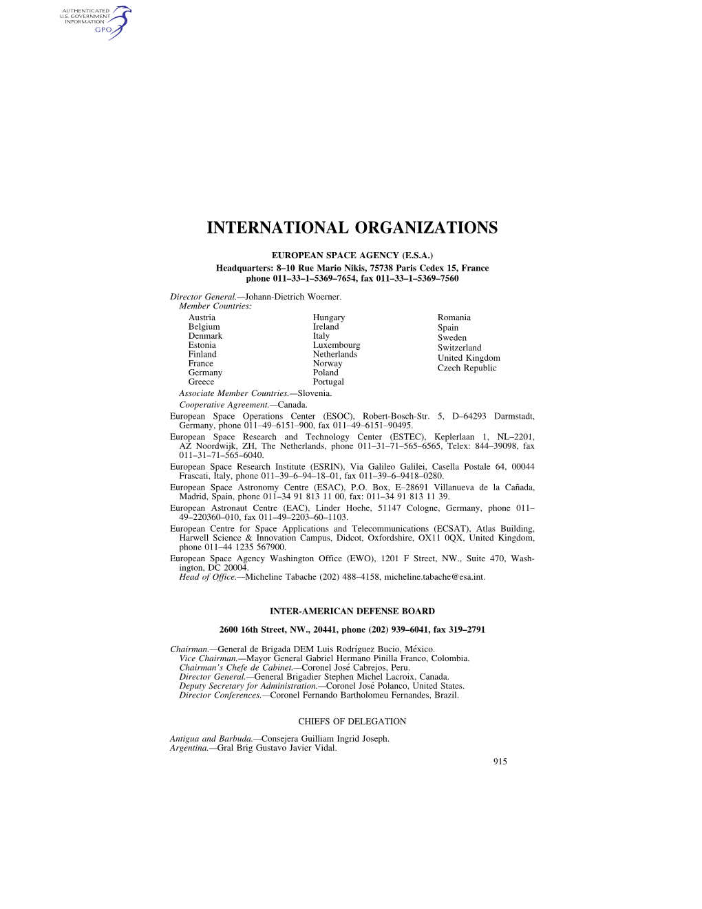 International Organizations