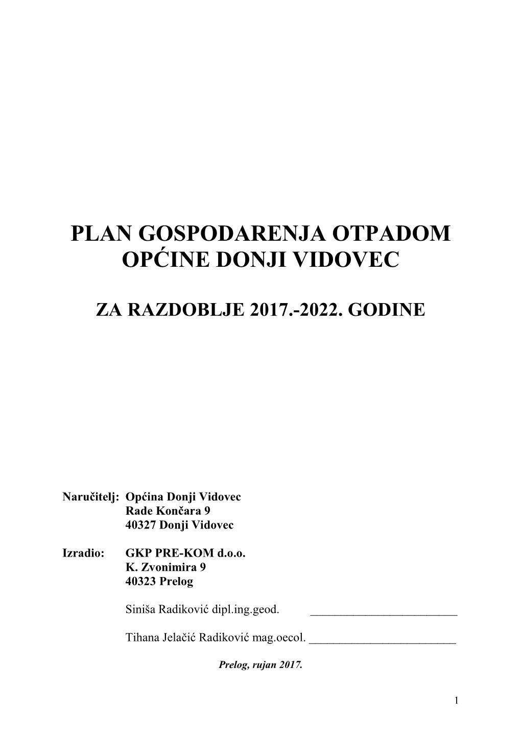 Plan Gospodarenja Otpadom Općine Donji Vidovec