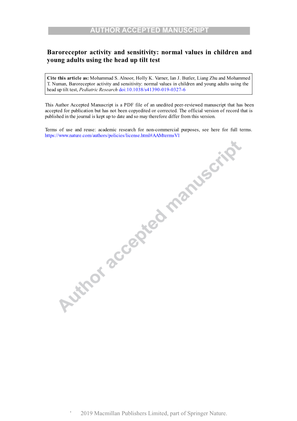 Baroreceptor Activity and Sensitivity: Normal Values in Children and Young Adults Using the Head up Tilt Test