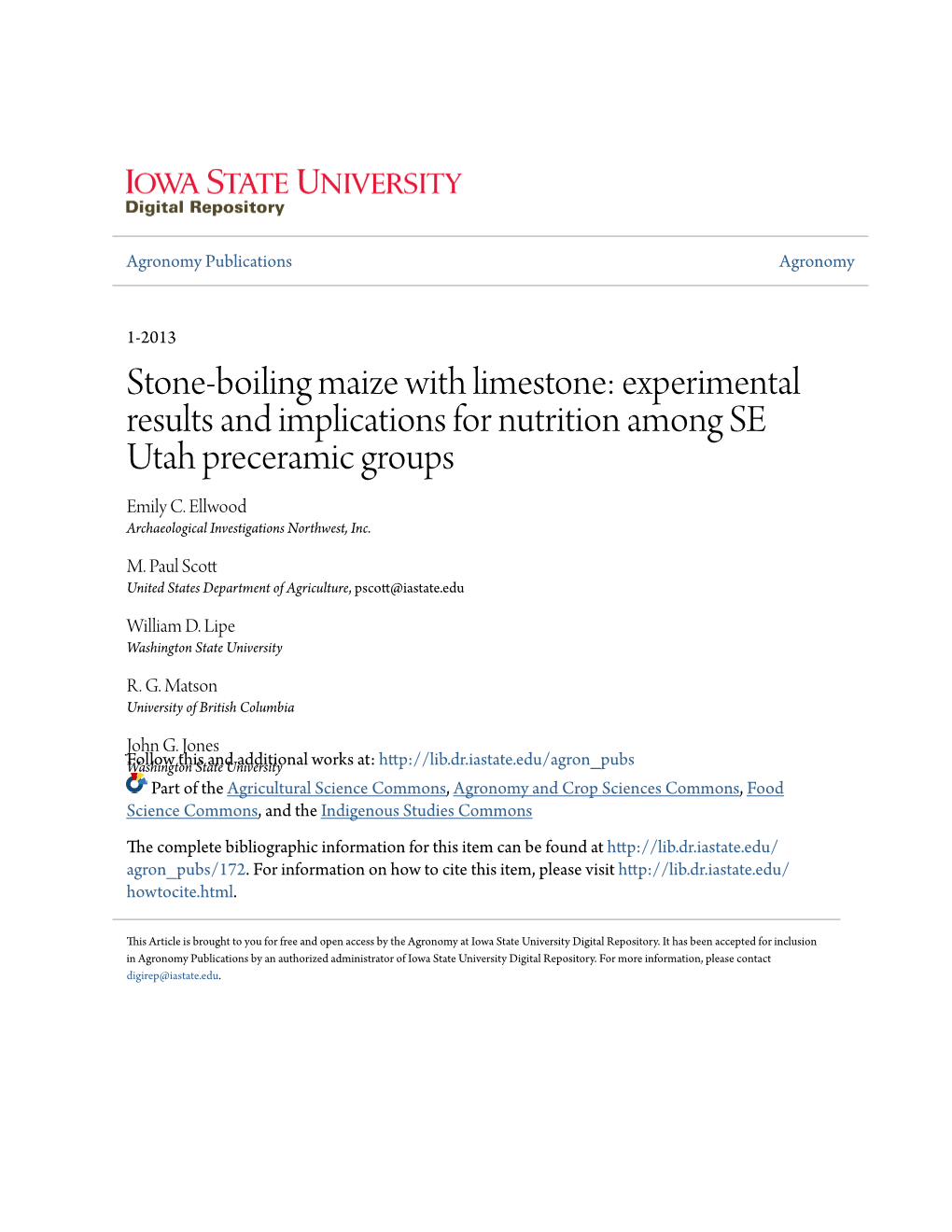 Stone-Boiling Maize with Limestone: Experimental Results and Implications for Nutrition Among SE Utah Preceramic Groups Emily C