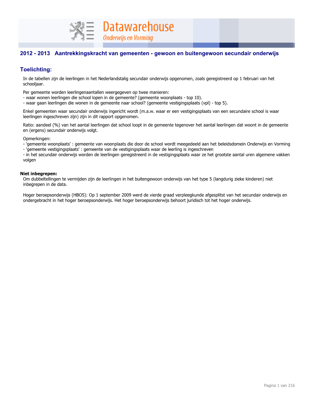 2012 - 2013 Aantrekkingskracht Van Gemeenten - Gewoon En Buitengewoon Secundair Onderwijs