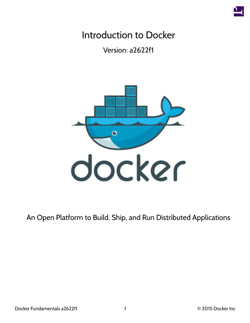 Introduction to Docker Version: A2622f1