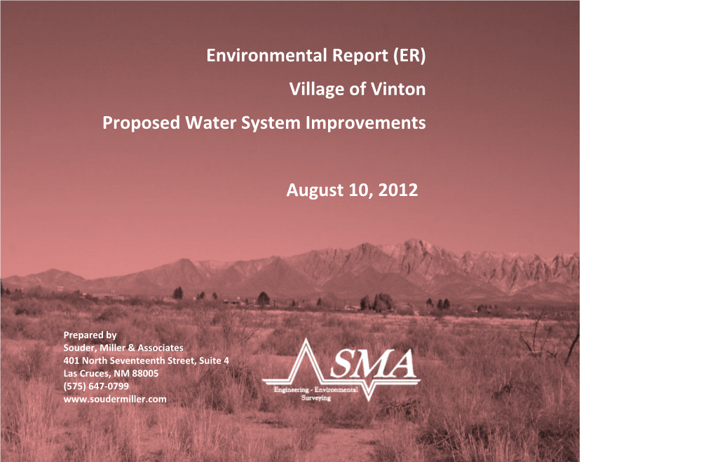 Environmental Report Water System Improvements