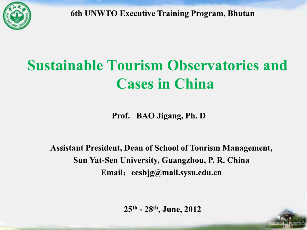 Sustainable Tourism in China
