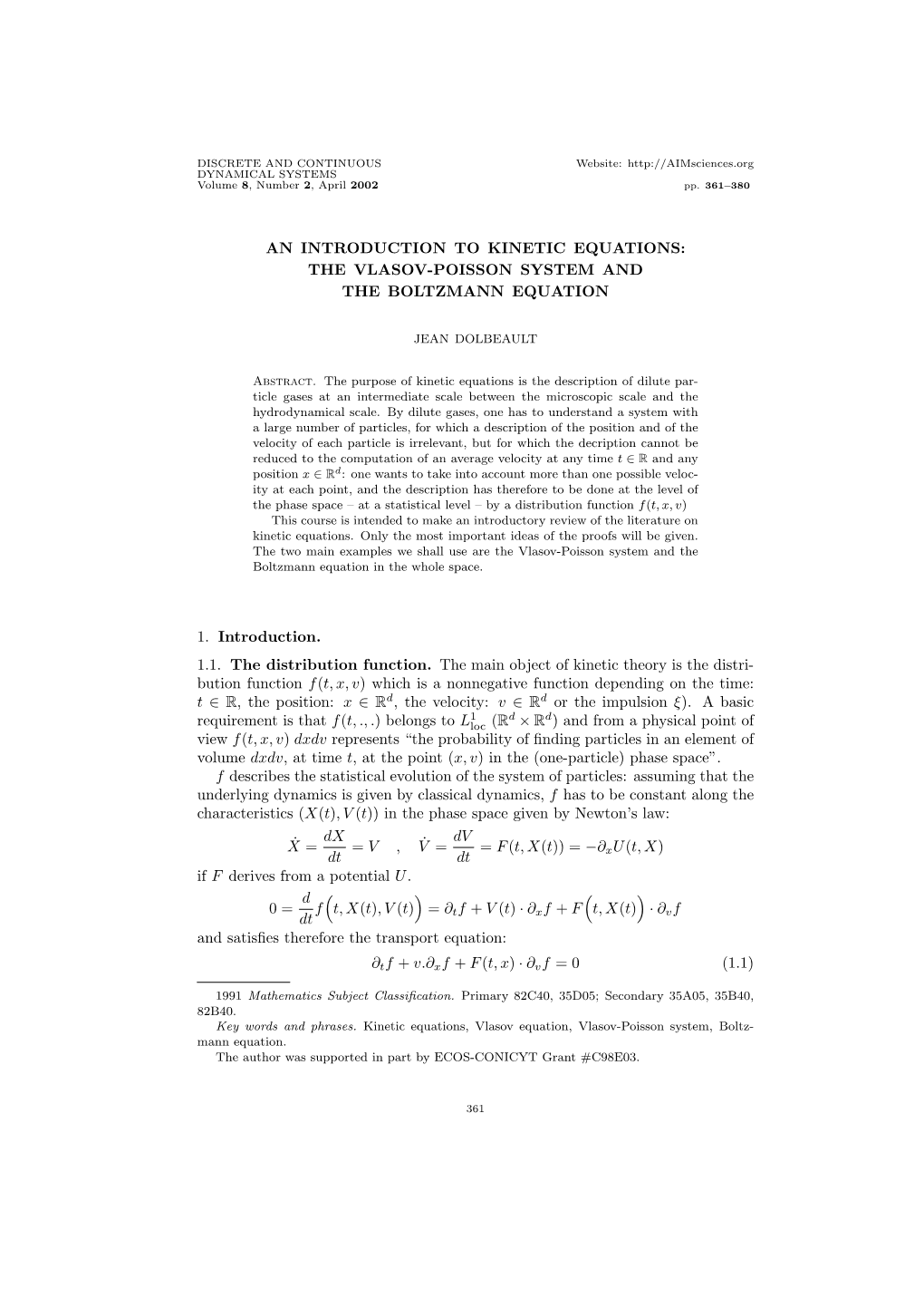 The Vlasov-Poisson System and the Boltzmann Equation