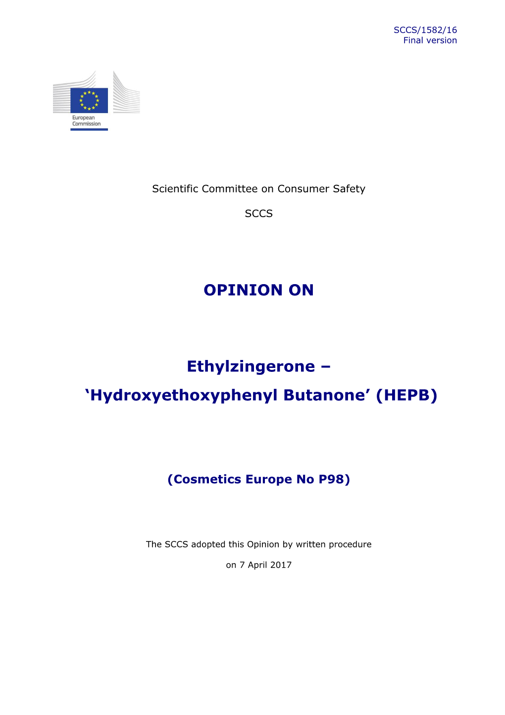 Hydroxyethoxyphenyl Butanone’ (HEPB)