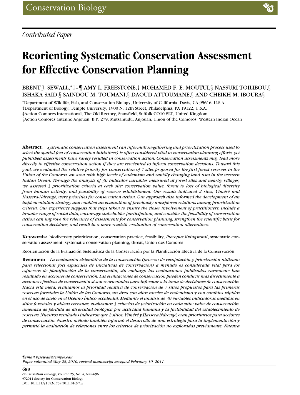 Reorienting Systematic Conservation Assessment for Effective Conservation Planning