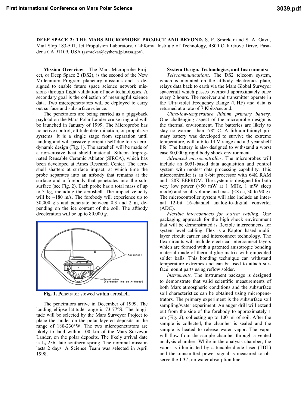 Deep Space 2: the Mars Microprobe Project and Beyond