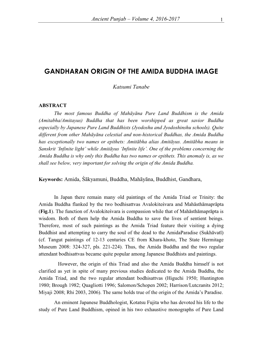 Gandharan Origin of the Amida Buddha Image