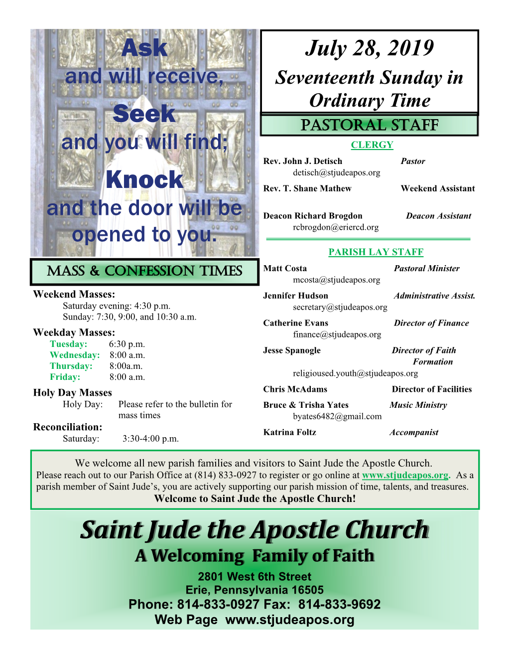 Saint Jude the Apostle Church Ask Seek Knock