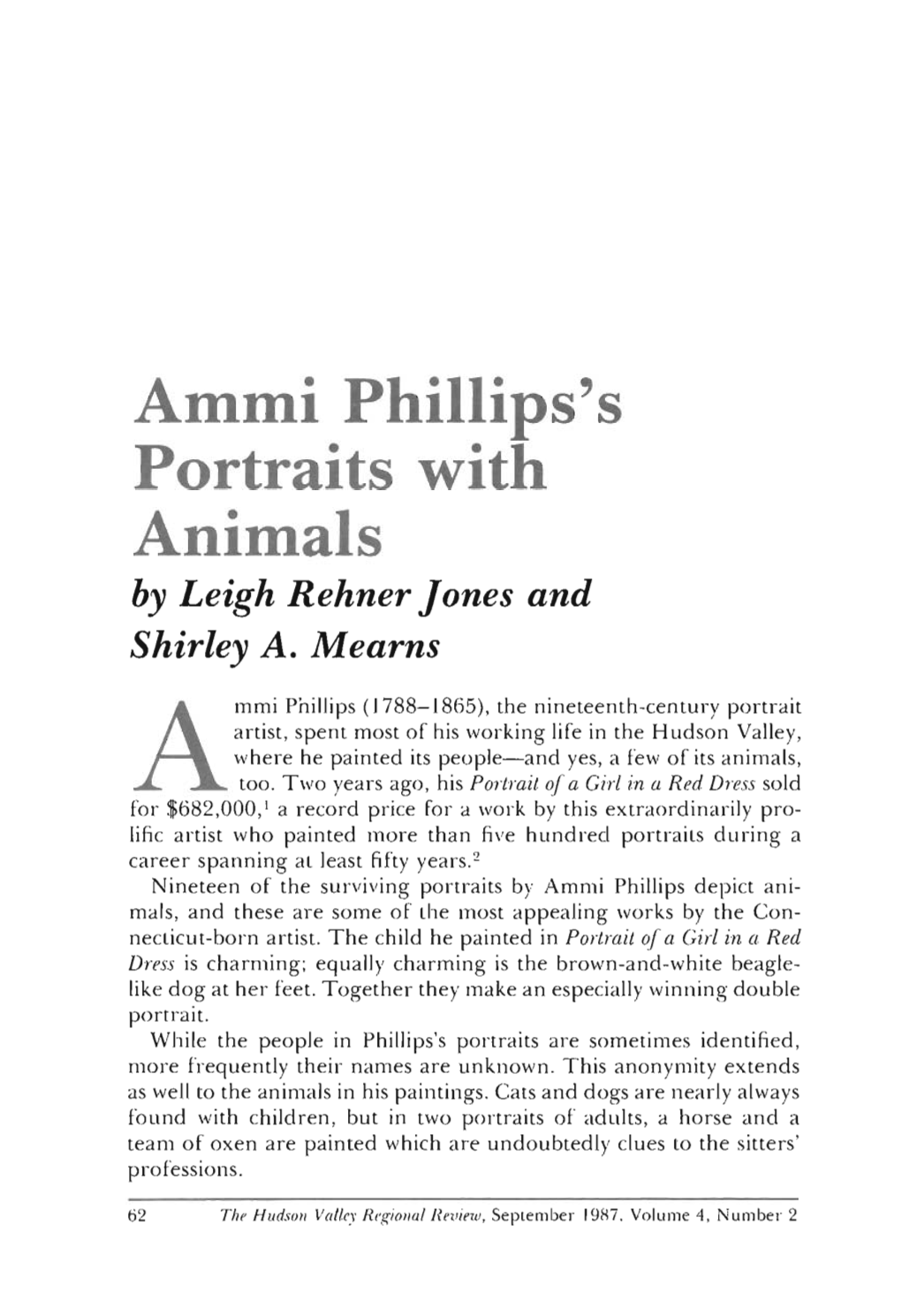 Ammi Phillips's Portraits with Animals