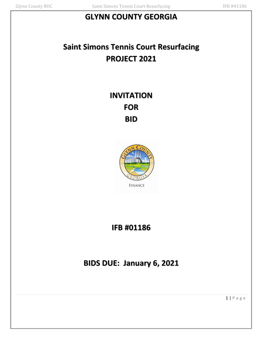 GLYNN COUNTY GEORGIA Saint Simons Tennis Court Resurfacing