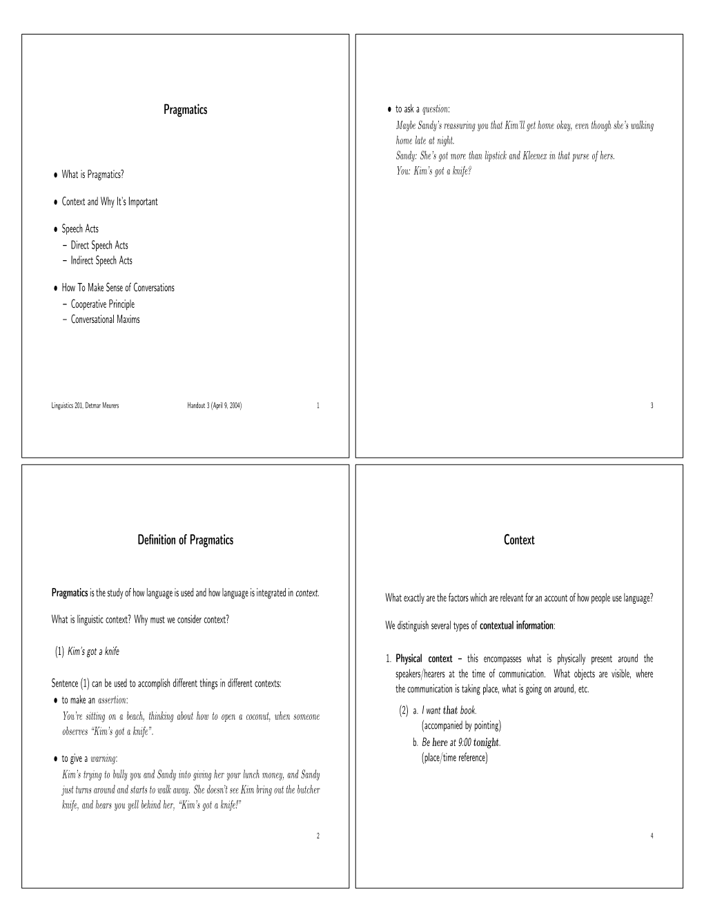 Context Pragmatics Definition of Pragmatics