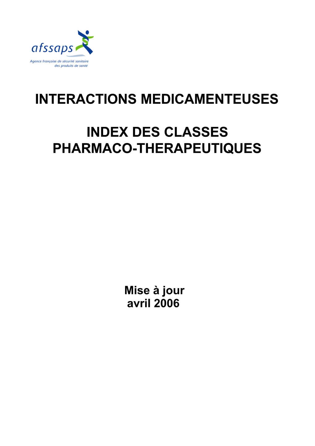 Interactions Medicamenteuses Index Des Classes Pharmaco