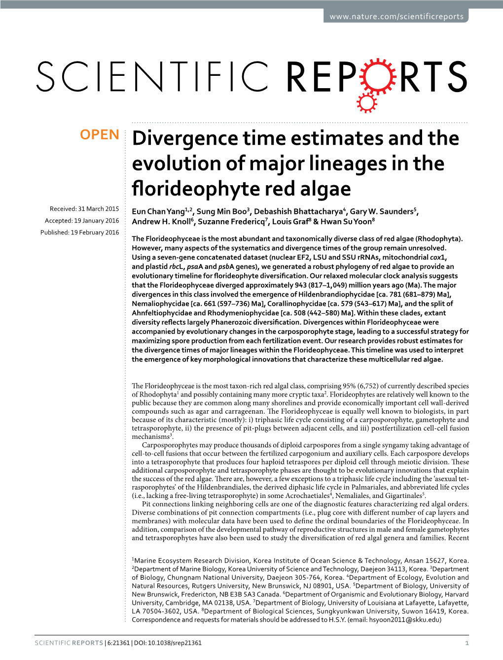 Divergence Time Estimates and the Evolution of Major Lineages in The