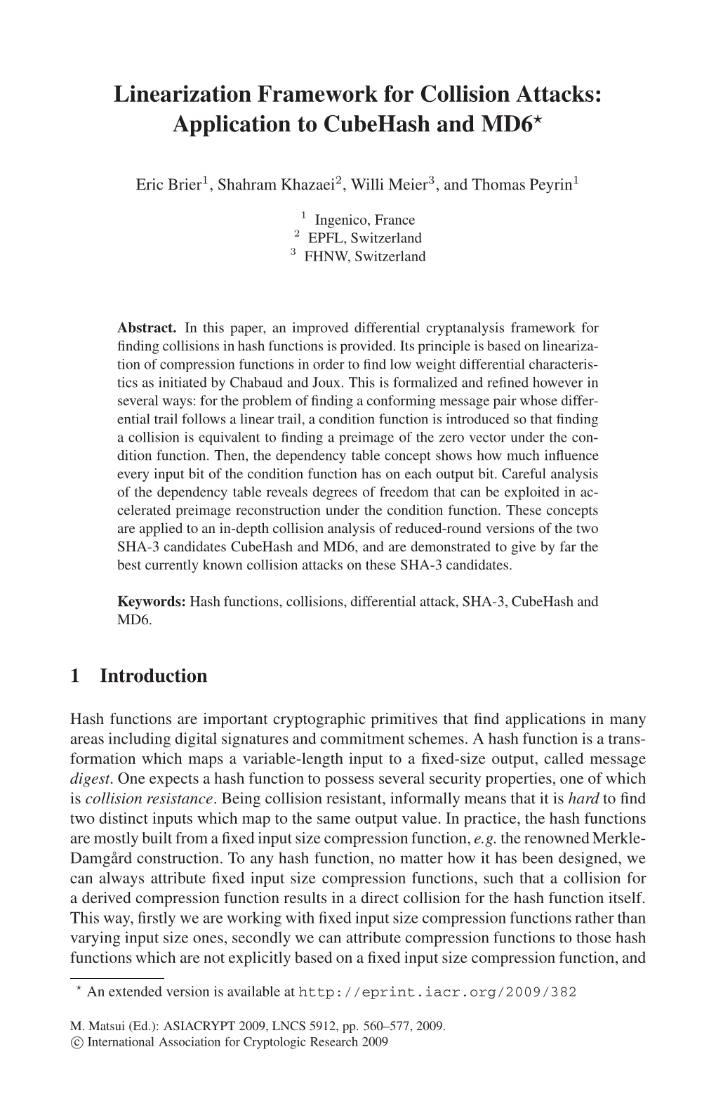 Linearization Framework for Collision Attacks: Application to Cubehash and MD6