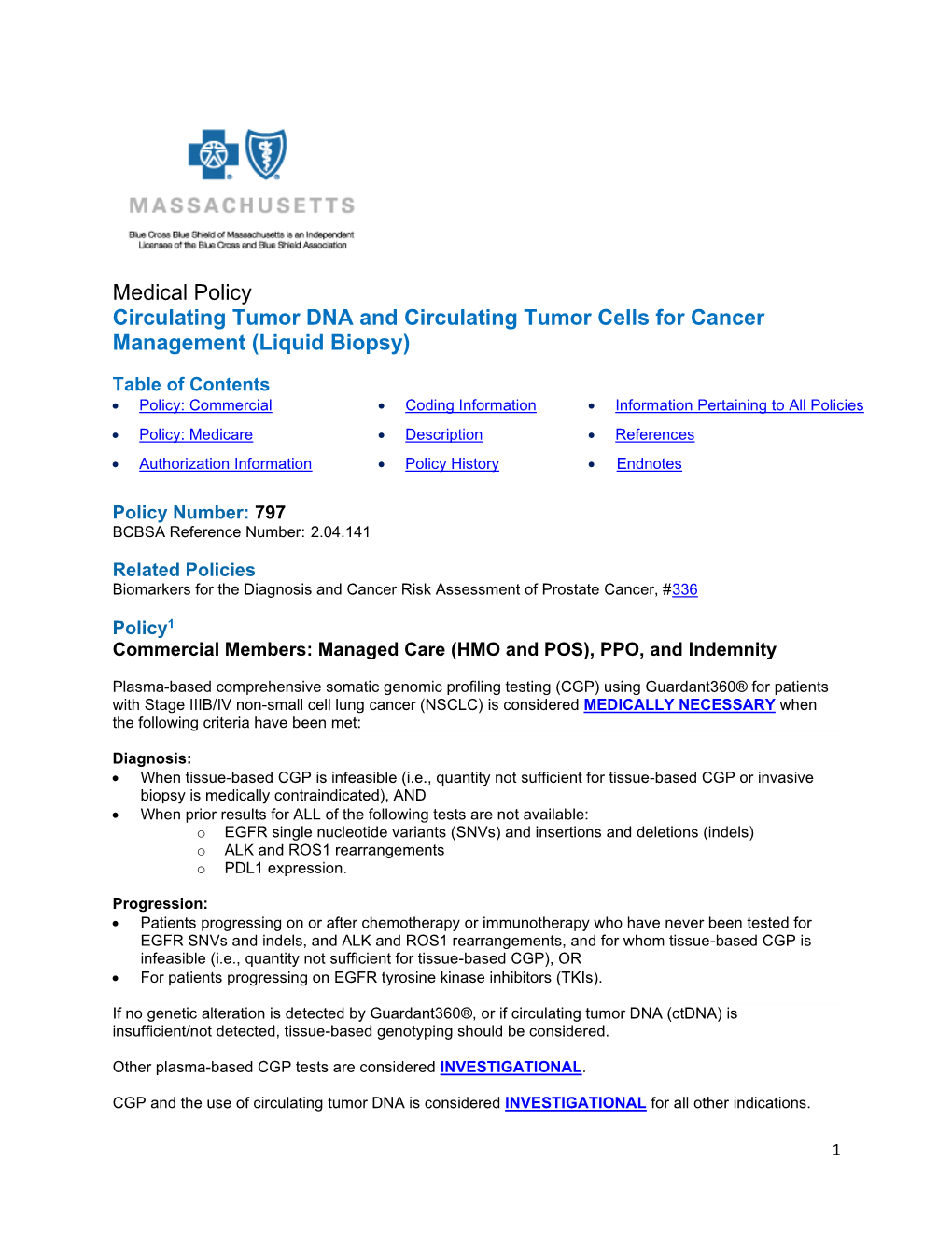 797 Circulating Tumor DNA and Circulating Tumor Cells for Cancer