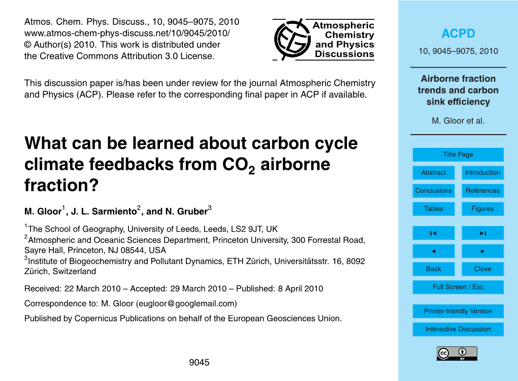 Airborne Fraction Trends and Carbon Sink Efficiency