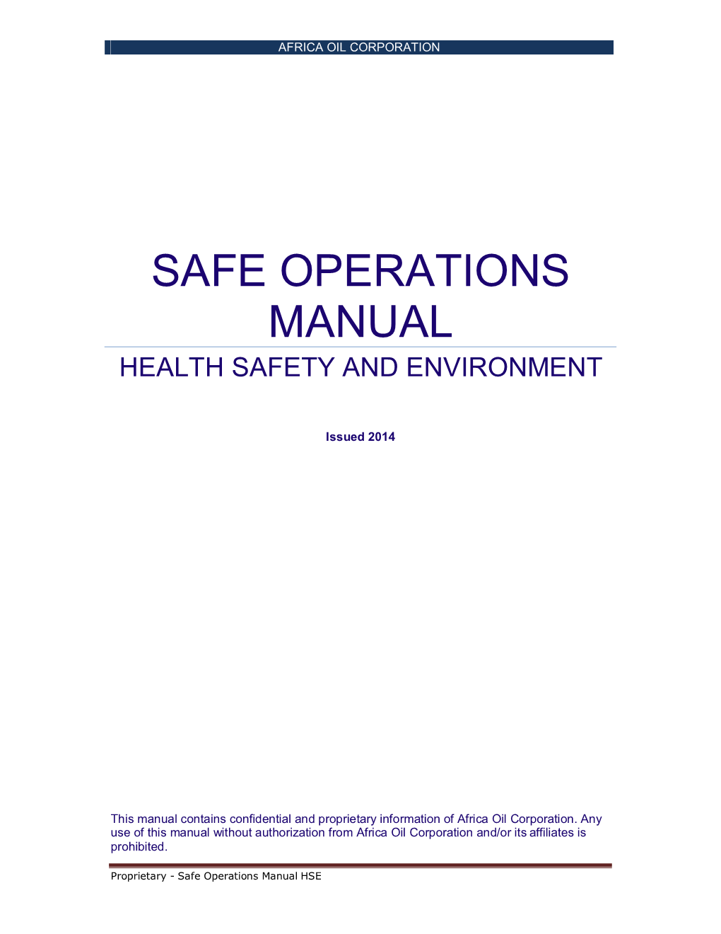 Safe Operations Manual, March 15, 2015