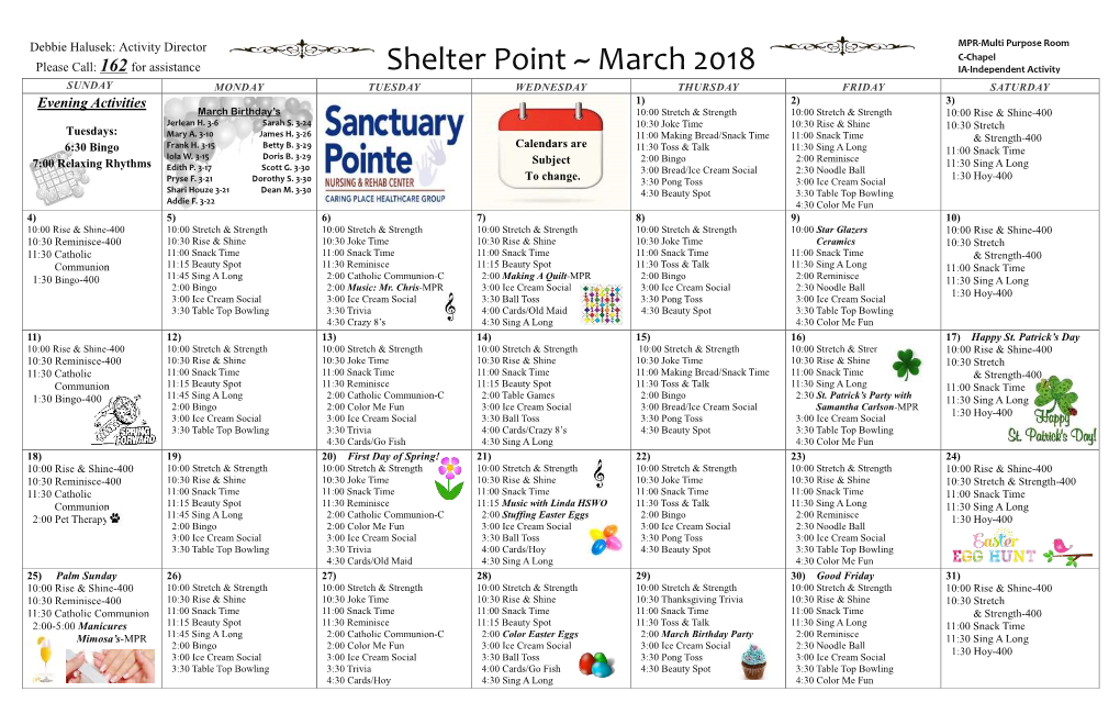 Shelter Point ~ March 2018