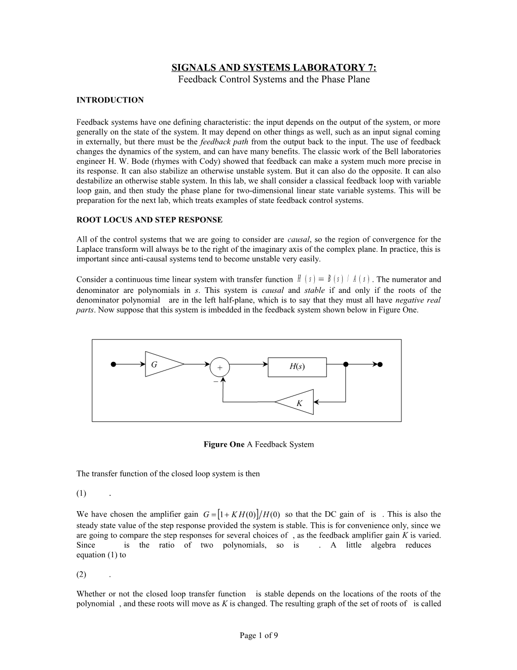 Linear Systems Laboratory 6