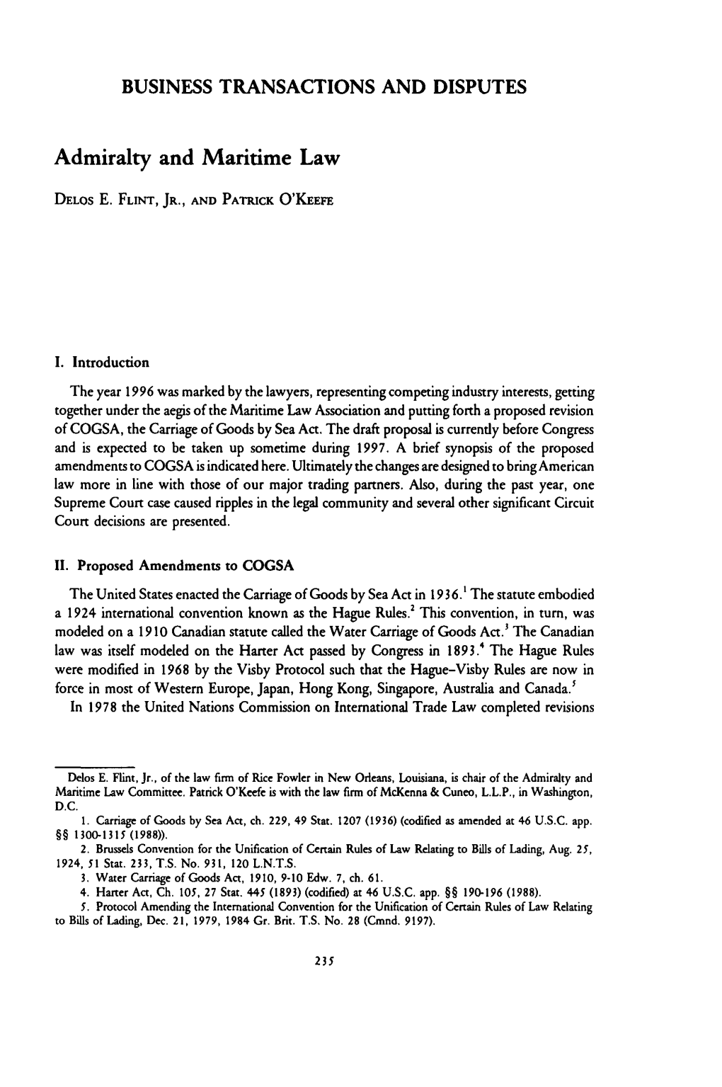 Admiralty and Maritime Law