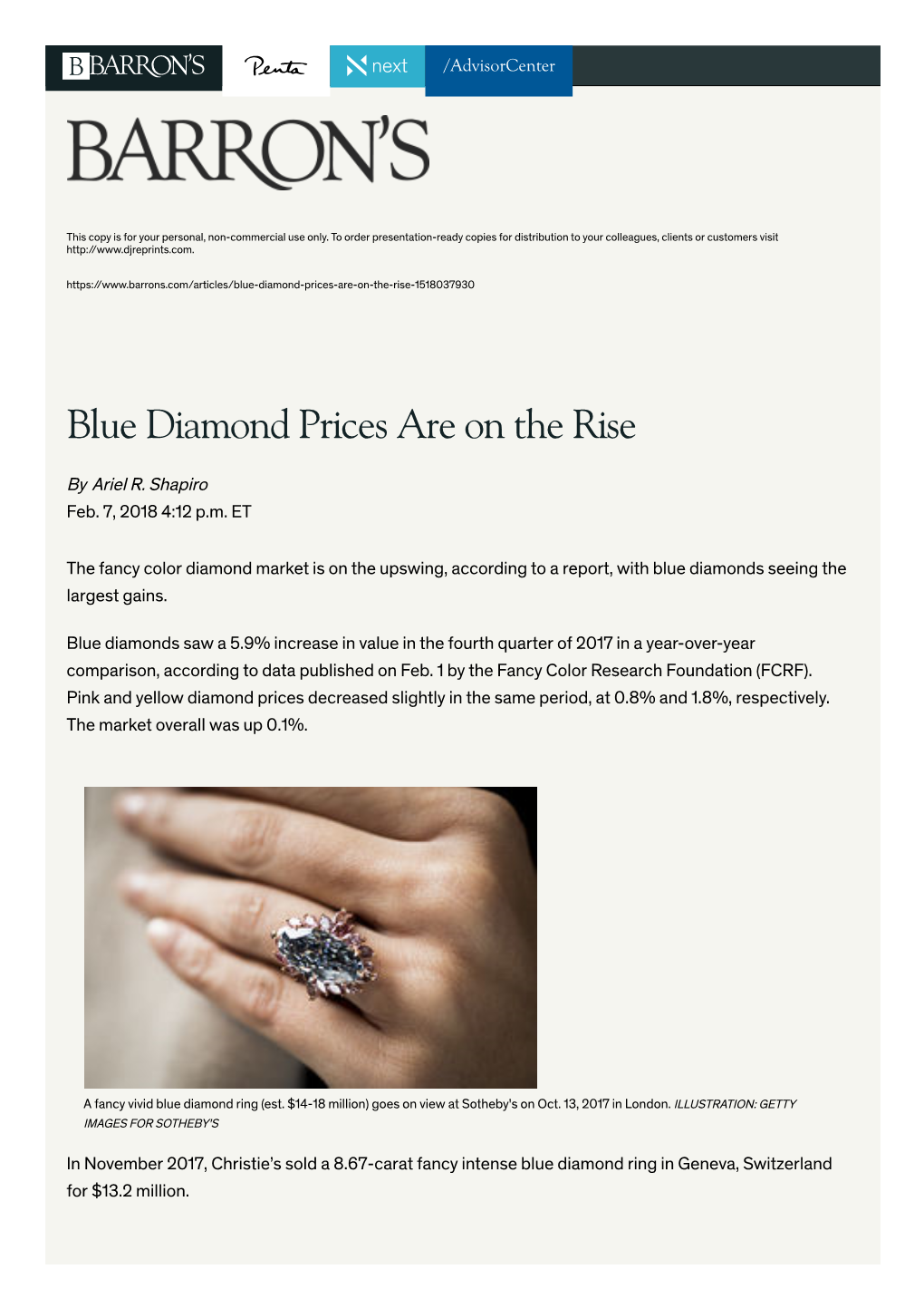 Blue Diamond Prices Are on the Rise