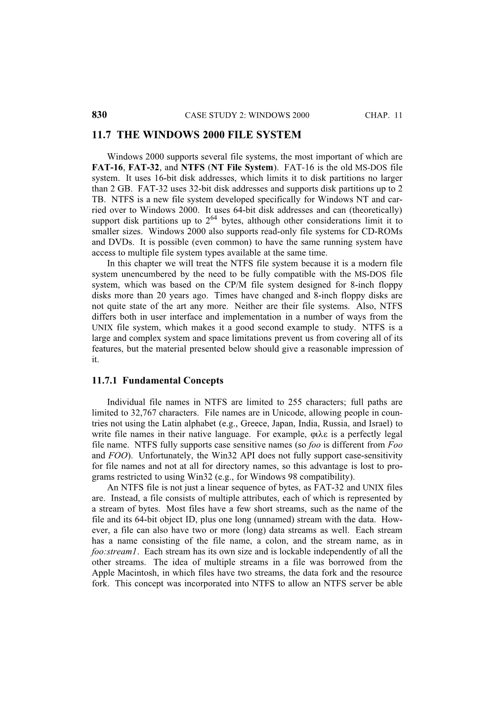 11.7 the Windows 2000 File System