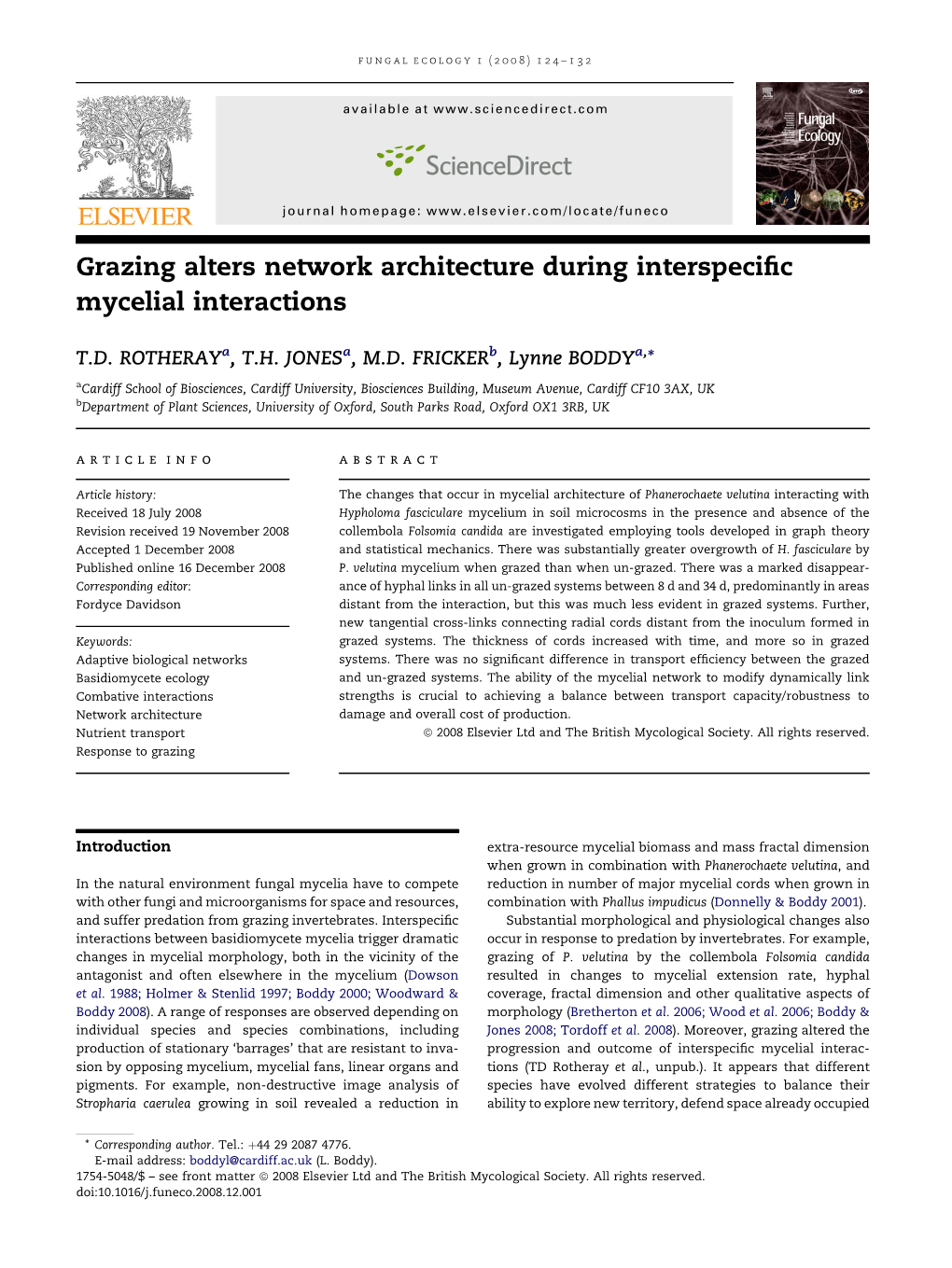 Grazing Alters Network Architecture During Interspecific Mycelial