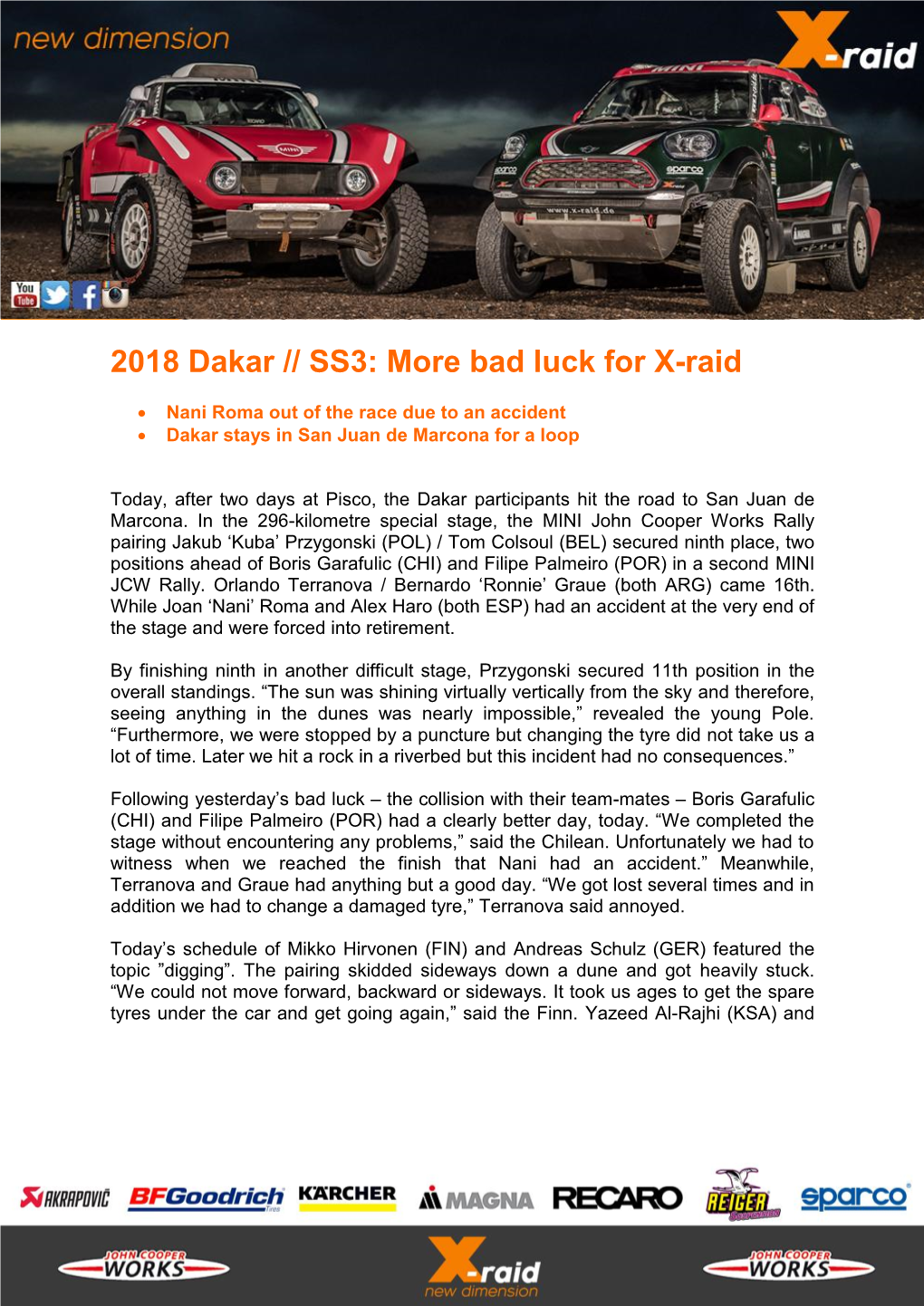 2018 Dakar // SS3: More Bad Luck for X-Raid