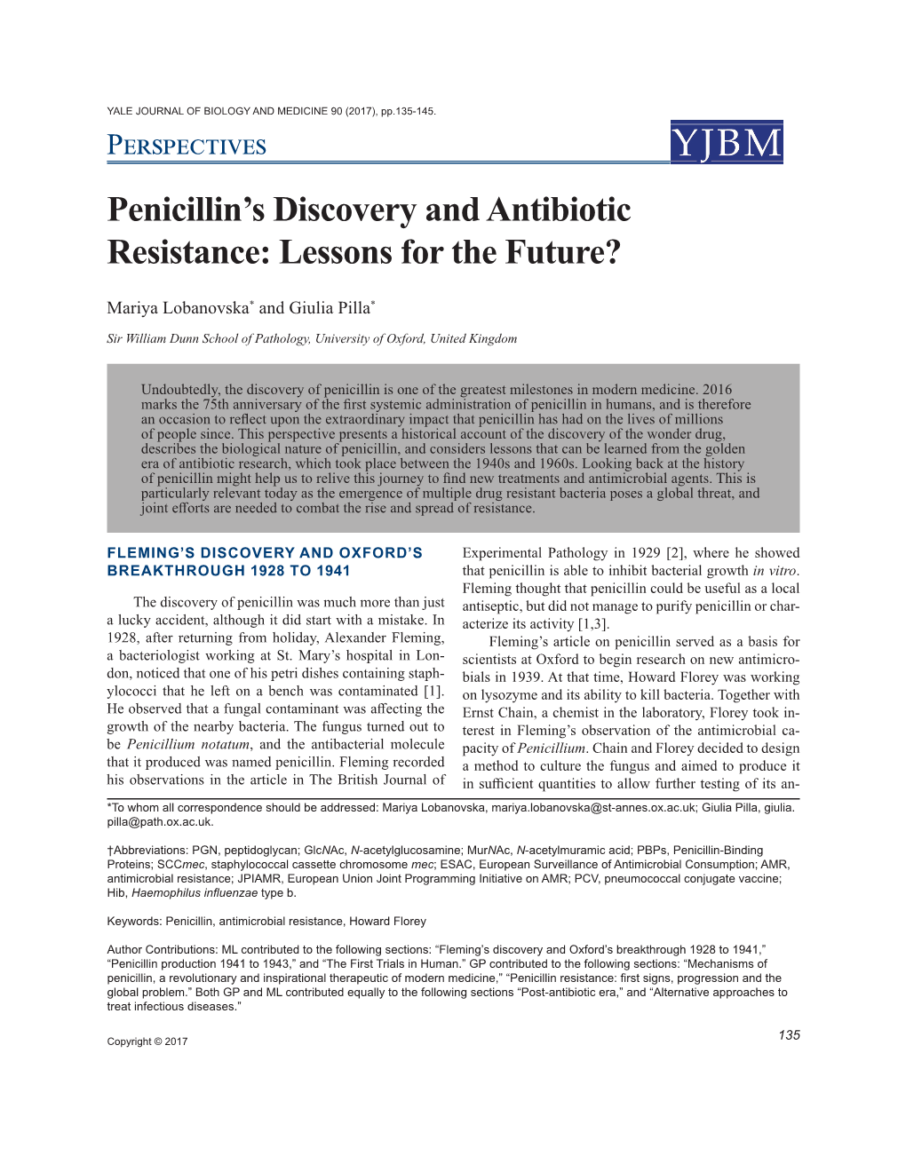 Penicillin's Discovery and Antibiotic Resistance