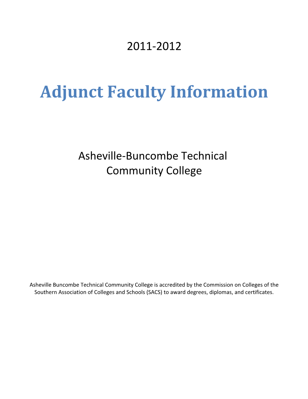 Adjunct Faculty Information