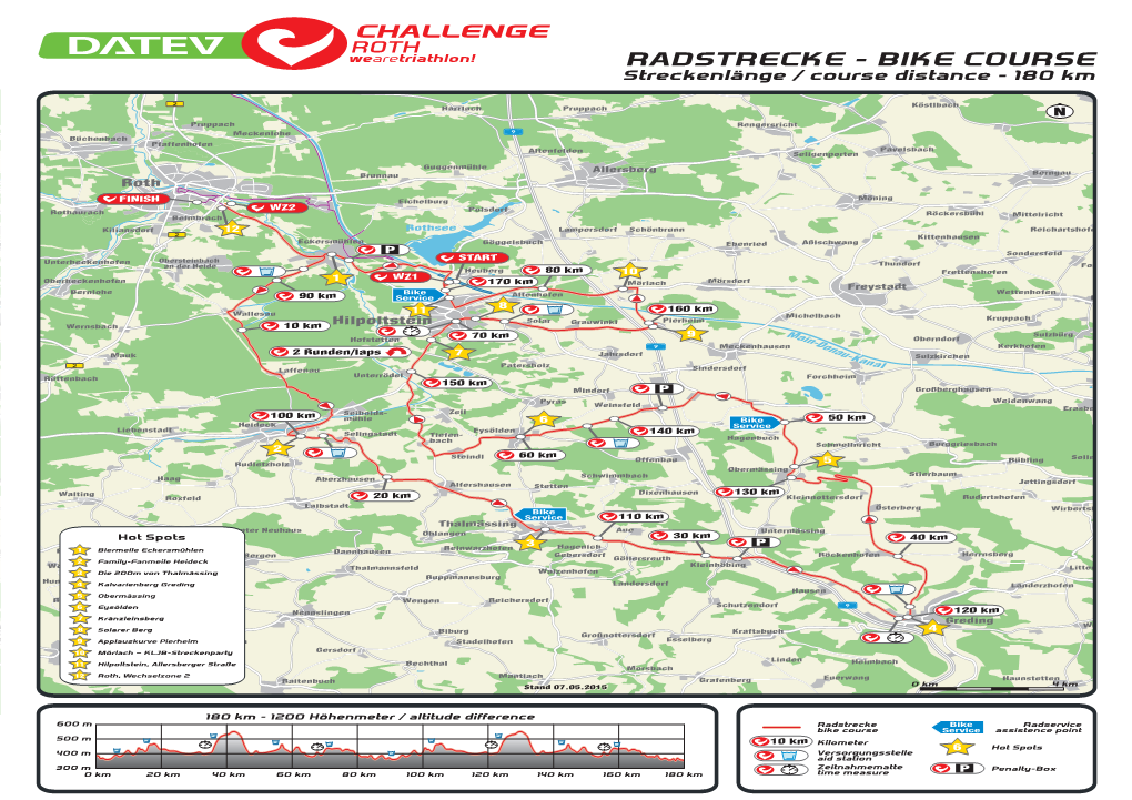 RADSTRECKE - BIKE COURSE Streckenlänge / Course Distance - 180 Km