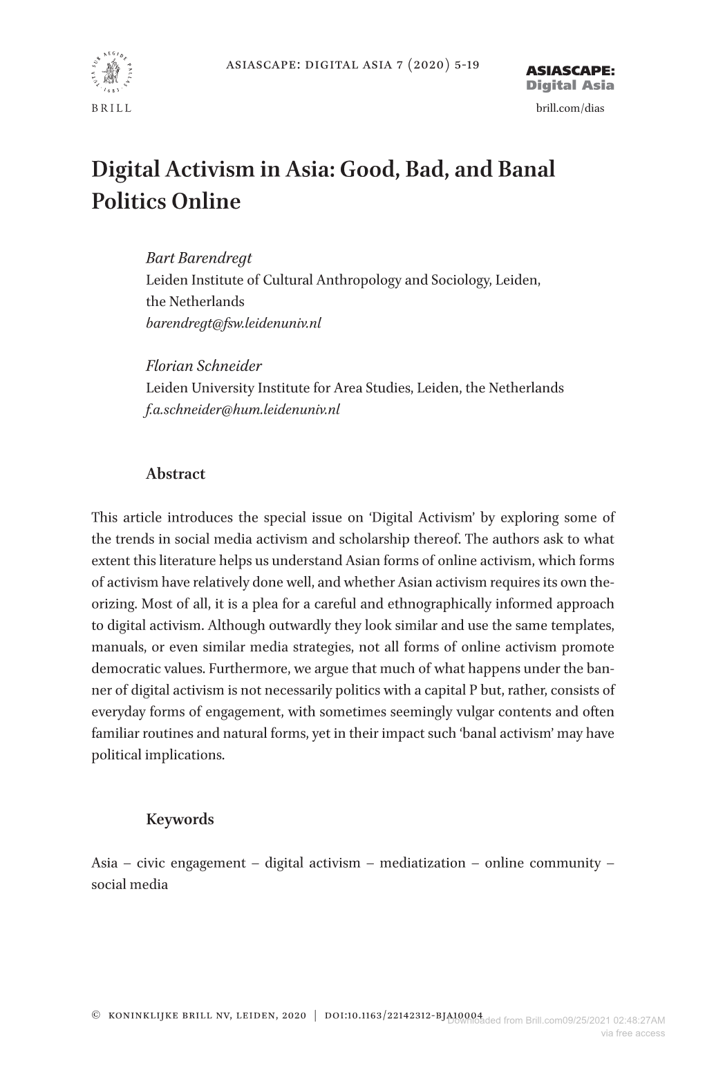 Digital Activism in Asia: Good, Bad, and Banal Politics Online