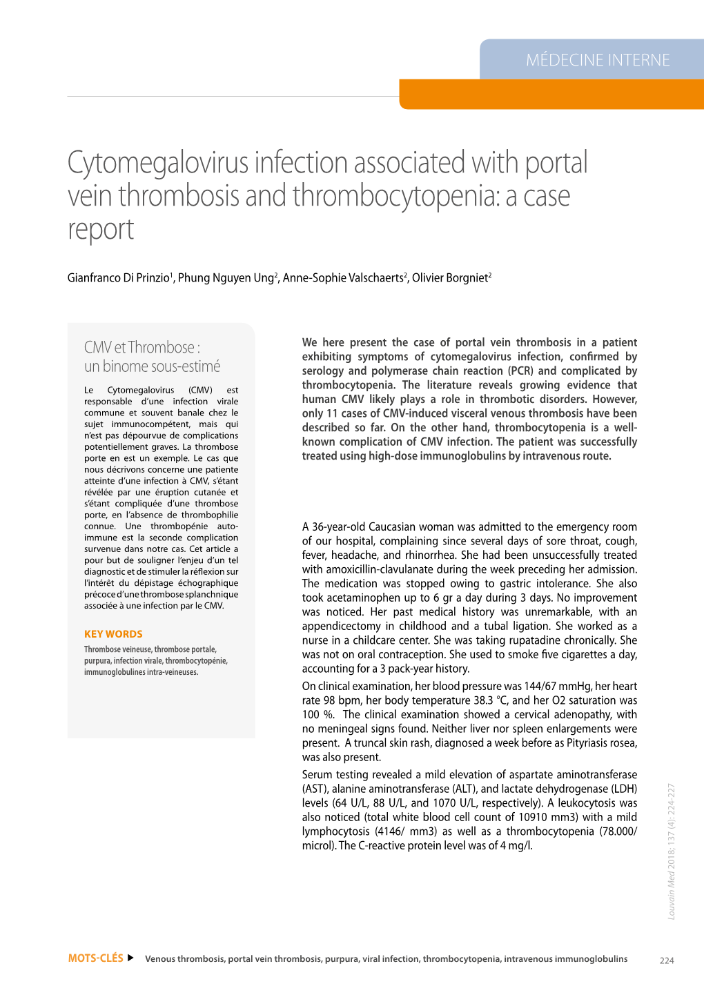 Cytomegalovirus Infection Associated with Portal Vein Thrombosis and Thrombocytopenia: a Case Report