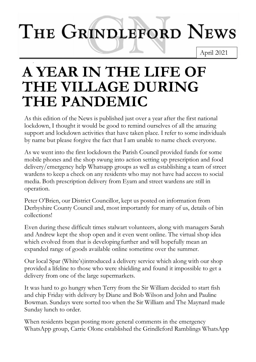 A Year in the Life of the Village During the Pandemic