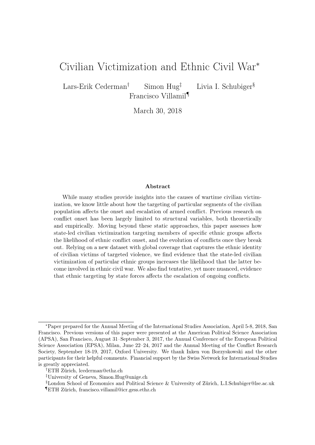 Civilian Victimization and Ethnic Civil War∗