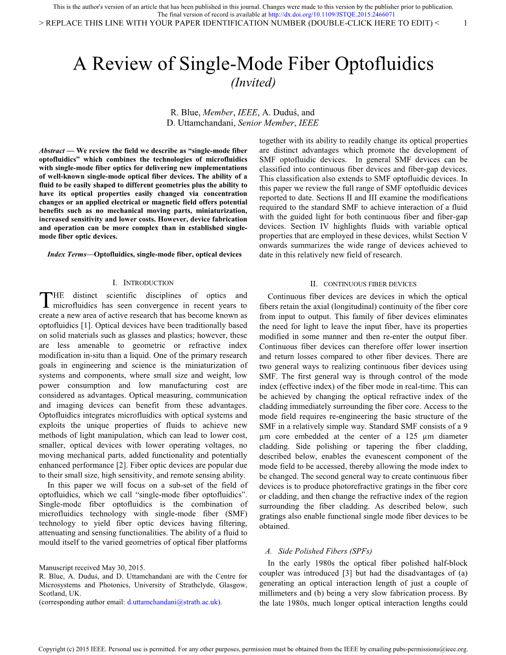 A Review of Single-Mode Fiber Optofluidics (Invited)