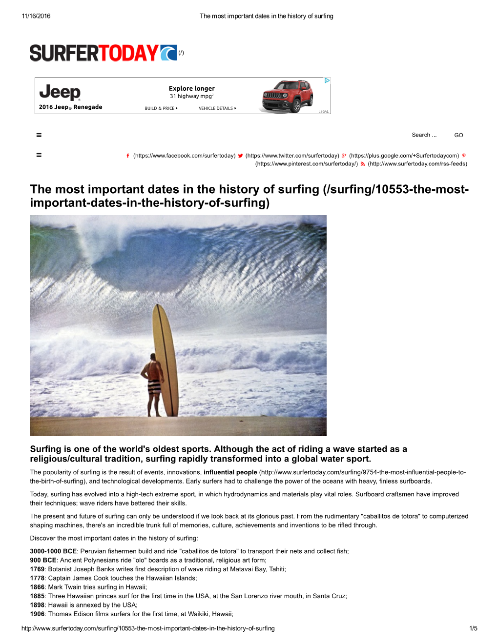 The Most Important Dates in the History of Surfing